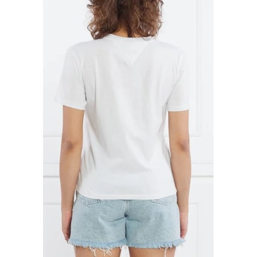 Bluzka damska Tommy Jeans na wiosnę biała z bawełny 