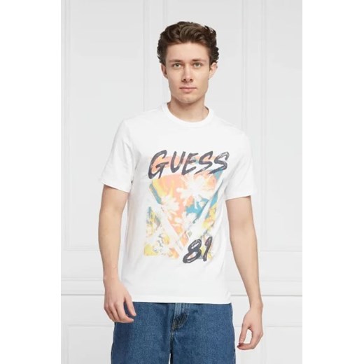 T-shirt męski Guess w nadruki z krótkim rękawem 