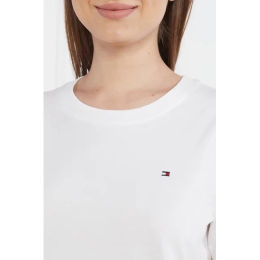 Biała bluzka damska Tommy Hilfiger z krótkimi rękawami z okrągłym dekoltem