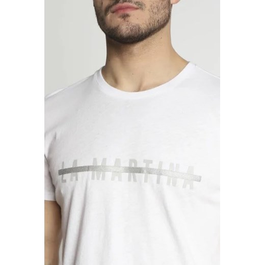 T-shirt męski biały La Martina z krótkim rękawem bawełniany młodzieżowy 