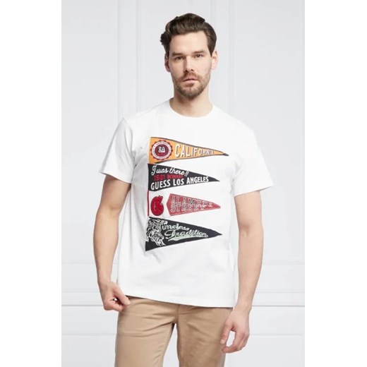 T-shirt męski biały Guess z krótkimi rękawami