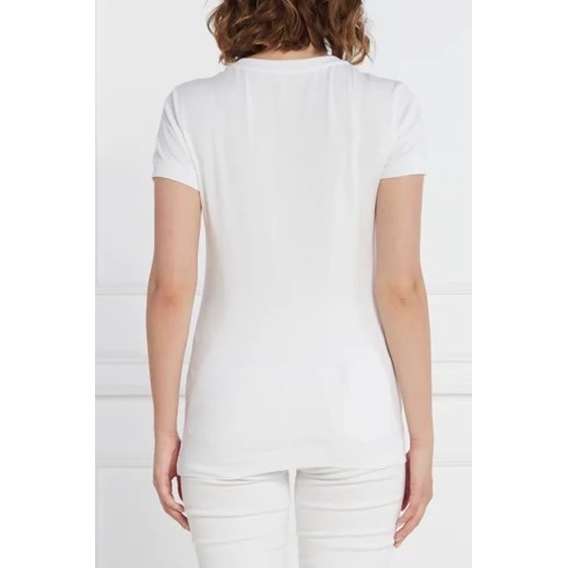 Bluzka damska Guess biała z okrągłym dekoltem z krótkimi rękawami na wiosnę 