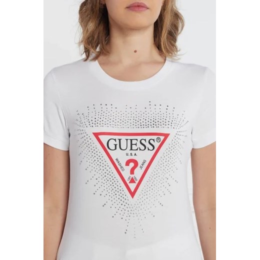 Bluzka damska Guess z krótkimi rękawami z okrągłym dekoltem casual 