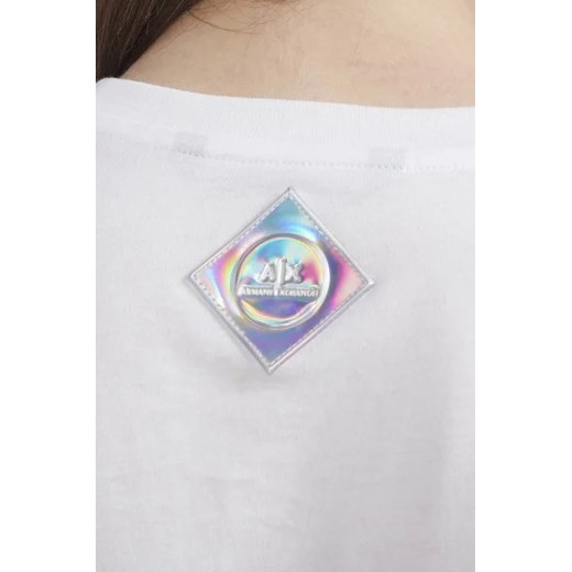 Sukienka biała Armani Exchange prosta na wiosnę z długimi rękawami 