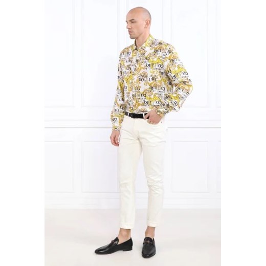 Koszula męska wielokolorowa Versace Jeans z klasycznym kołnierzykiem z długimi rękawami na wiosnę