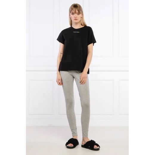 Bluzka damska Calvin Klein Underwear z krótkimi rękawami czarna z okrągłym dekoltem na wiosnę 