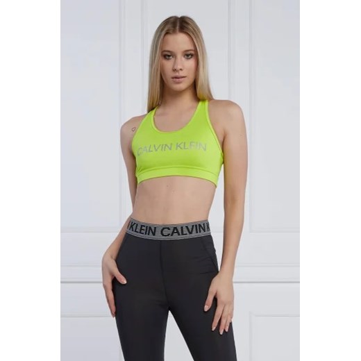 Żółty biustonosz Calvin Klein z napisami 