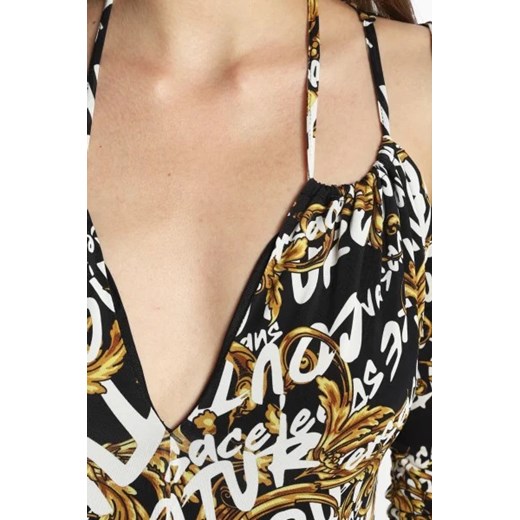 Bluzka damska Versace Jeans w abstrakcyjnym wzorze w serek
