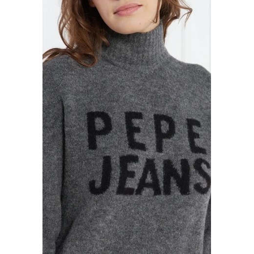 Sukienka Pepe Jeans wełniana z długim rękawem mini z napisami 