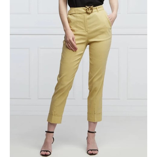 Pinko Lniane spodnie z paskiem PLAZA | Regular Fit Pinko 38 okazja Gomez Fashion Store