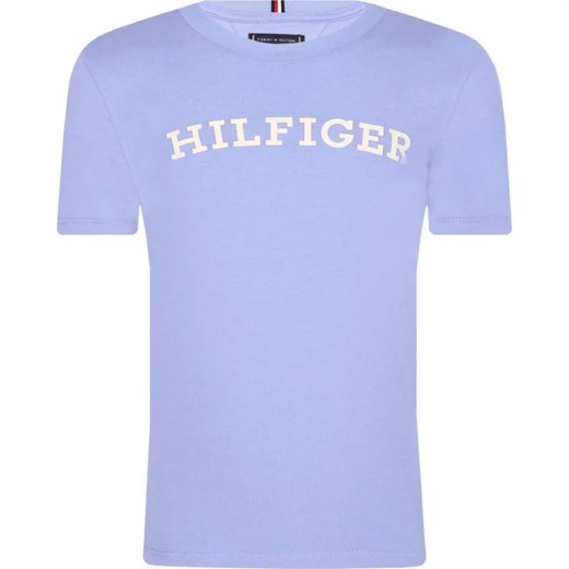 Fioletowy t-shirt chłopięce Tommy Hilfiger z krótkim rękawem 