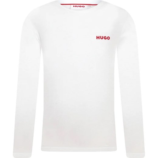 T-shirt chłopięce biały Hugo Kids z długimi rękawami z elastanu 