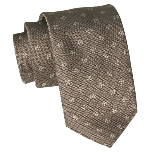 Męski Krawat Angelo di Monti - Beżowy w Drobny Wzór KRADM2059 ze sklepu JegoSzafa.pl w kategorii Krawaty - zdjęcie 164341127