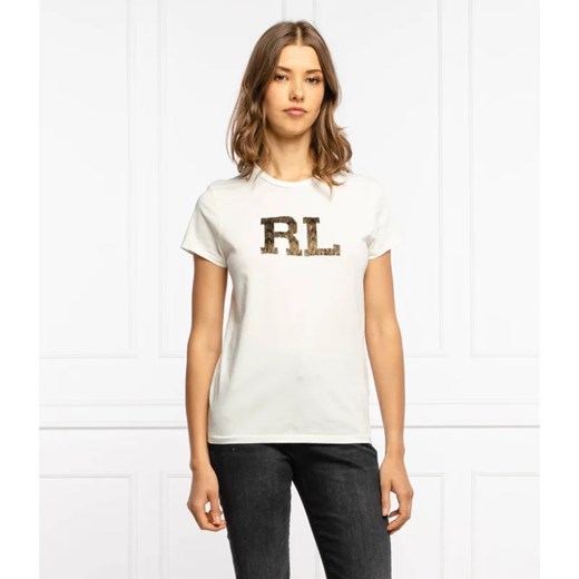 Bluzka damska Polo Ralph Lauren z krótkim rękawem z napisami w stylu młodzieżowym z bawełny