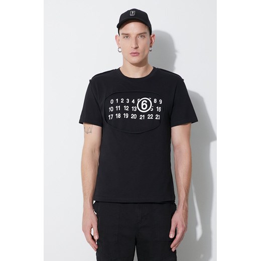 MM6 Maison Margiela t-shirt bawełniany męski kolor czarny z nadrukiem S62GD0165 ze sklepu PRM w kategorii T-shirty męskie - zdjęcie 164357095