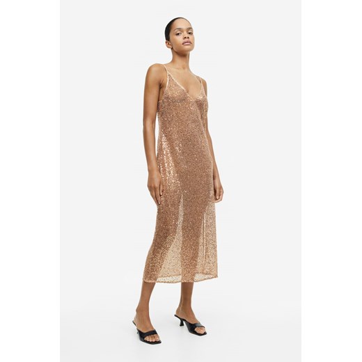 H & M - Sukienka bodycon z dekoltem w serek - Beżowy H & M M H&M