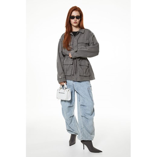 H & M - Kurtka utility z bawełnianego diagonalu - Szary H & M L H&M