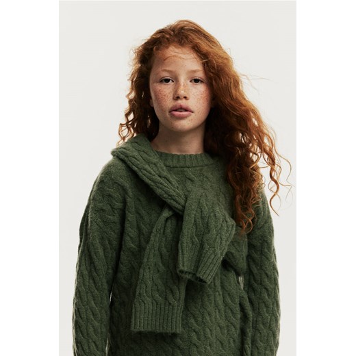 H & M - Sweter w warkoczowy splot - Zielony H & M 152 (10-12Y) H&M