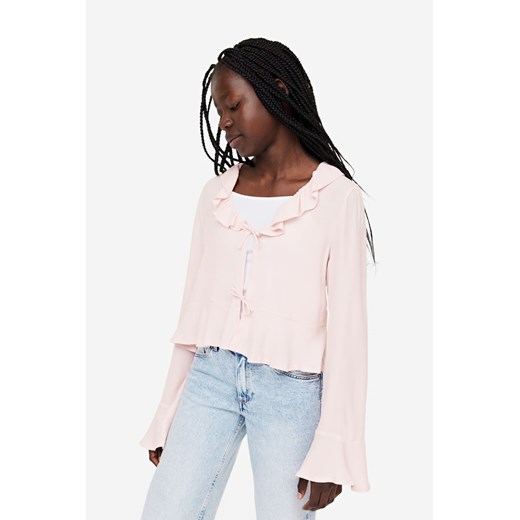 H & M - Bluzka z wiązaniem z przodu - Różowy H & M 140 (9-10Y) H&M