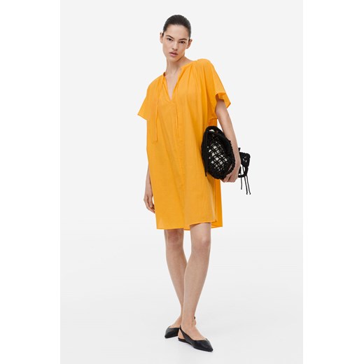 H & M - Bawełniana sukienka tunikowa - Żółty H & M S H&M