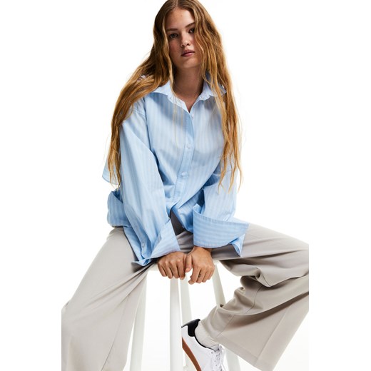 H & M - Popelinowa koszula z rozcięciem na plecach - Niebieski H & M XL H&M