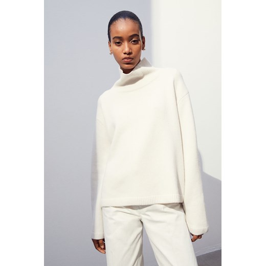H & M - Sweter oversize z domieszką kaszmiru - Biały H & M XS H&M