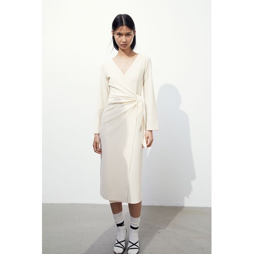 H & M - Kopertowa sukienka z dżerseju - Beżowy H & M XXL H&M