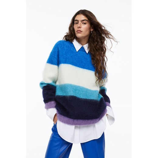 H & M - Sweter oversize z wełną - Niebieski H & M L H&M