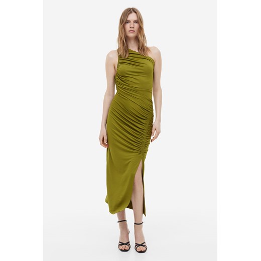 H & M - Drapowana sukienka na jedno ramię - Zielony H & M L H&M
