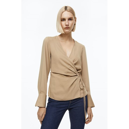 H & M - Bluzka kopertowa - Beżowy H & M XXL H&M