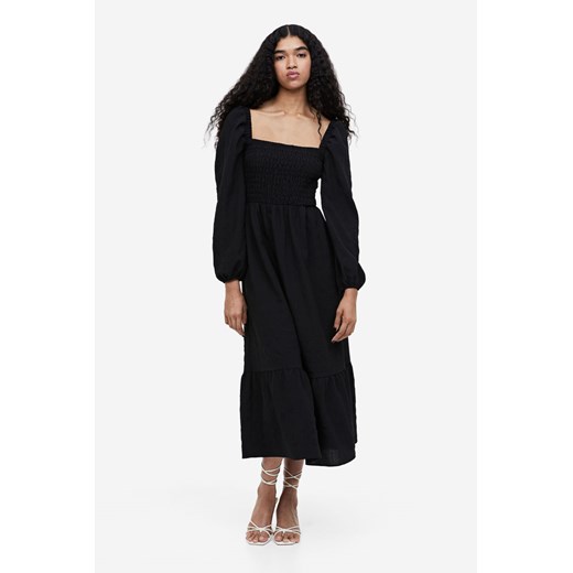 H & M - Marszczona sukienka z krepy - Czarny H & M M H&M