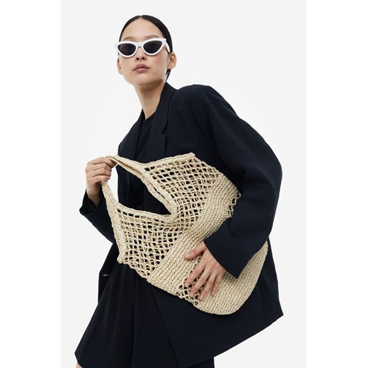 H & M - Torba shopper o wyglądzie szydełkowej robótki - Beżowy H & M One Size H&M
