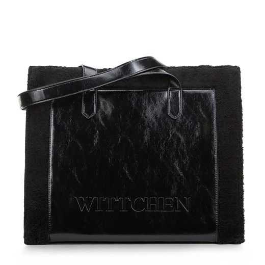 Torebka shopperka ze wstawkami ze sztucznego futerka czarna ze sklepu WITTCHEN w kategorii Torby Shopper bag - zdjęcie 164369329