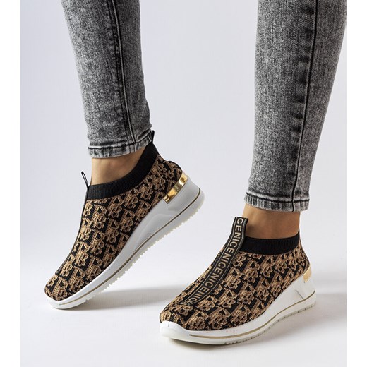 Czarno-brązowe buty Slip On Tartano ze sklepu gemre w kategorii Buty sportowe damskie - zdjęcie 164370098