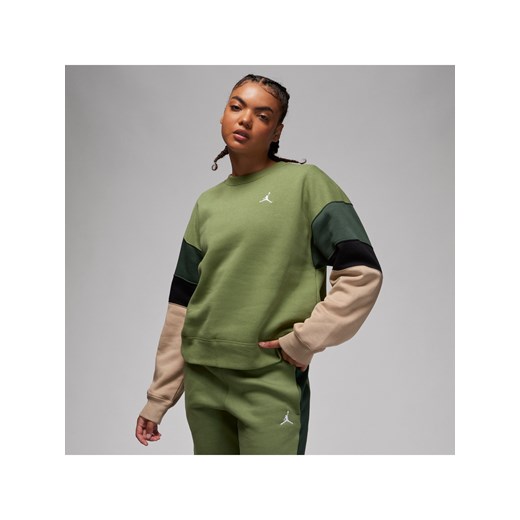 Damska bluza dresowa z półokrągłym dekoltem Jordan Brooklyn Fleece - Zieleń ze sklepu Nike poland w kategorii Bluzy damskie - zdjęcie 164370389