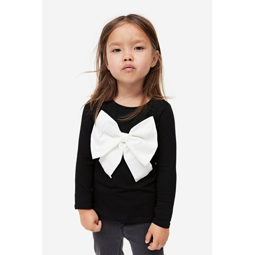 H & M - Dżersejowy top z aplikacją - Czarny H & M 98;104 (2-4Y) H&M