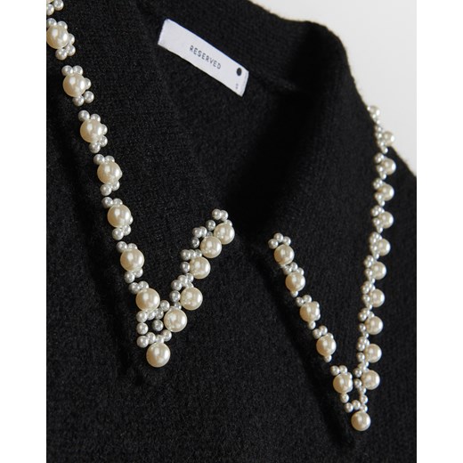 Reserved - Sweter z ozdobnym kołnierzem - czarny Reserved S Reserved