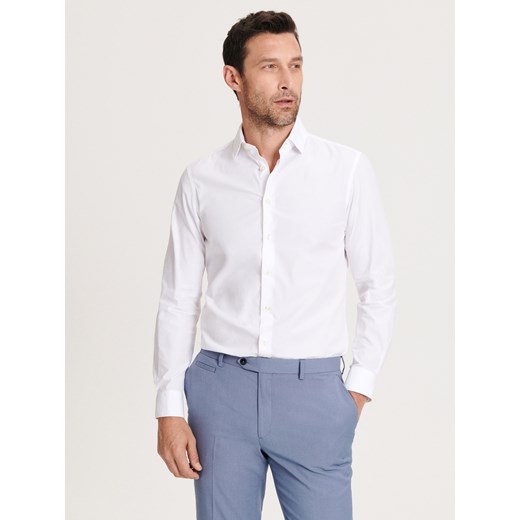 Reserved - Bawełniana koszula slim fit - biały Reserved XL okazyjna cena Reserved