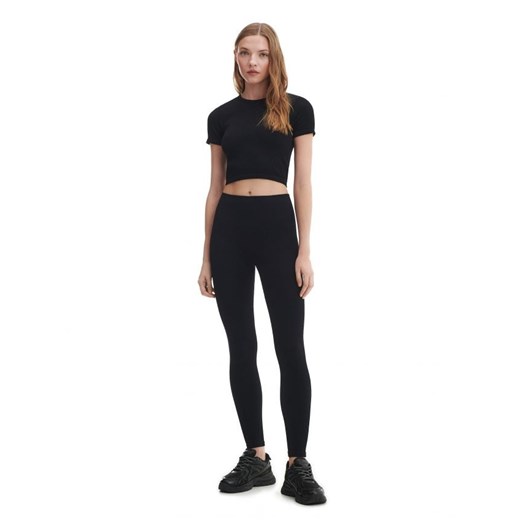 Cropp - Czarne legginsy w prążki - czarny ze sklepu Cropp w kategorii Spodnie damskie - zdjęcie 164403597