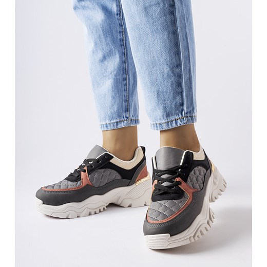 Szare sneakersy z kolorowymi wstawkami Esquibel ze sklepu gemre w kategorii Buty sportowe damskie - zdjęcie 164421408
