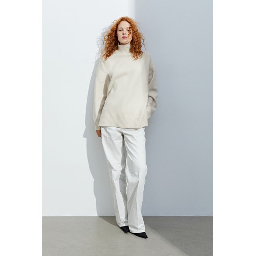 H & M - Sweter oversize z golfem - Beżowy H & M XL H&M