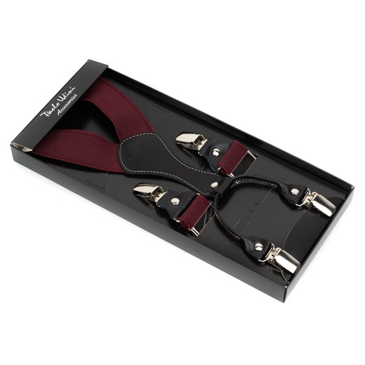 Szelki męskie do spodni klasyczne w pudełku bordowe ze sklepu butyolivier w kategorii Szelki - zdjęcie 164424836