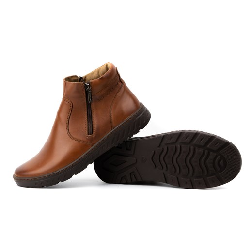 Buty męskie sztyblety skórzane zimowe szerokie 925K Brązowe ze sklepu butyolivier w kategorii Buty zimowe męskie - zdjęcie 164424838