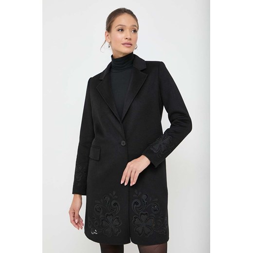 Twinset płaszcz wełniany kolor czarny przejściowy niezapinany ze sklepu ANSWEAR.com w kategorii Płaszcze damskie - zdjęcie 164426059