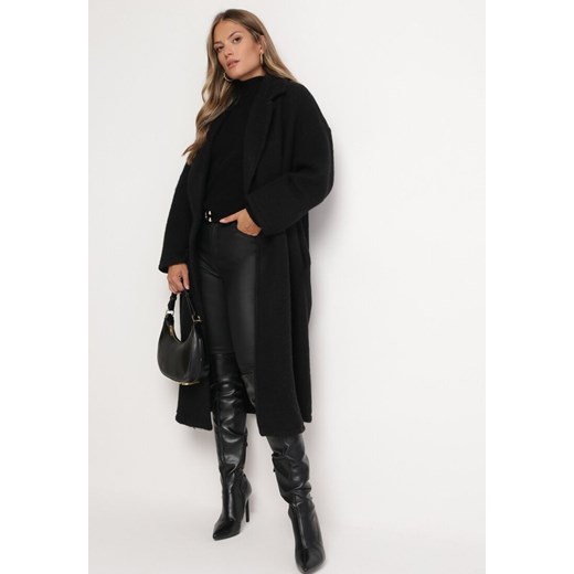 Czarny Płaszcz Oversize Jednorzędowy Gardalena ze sklepu Born2be Odzież w kategorii Płaszcze damskie - zdjęcie 164436456