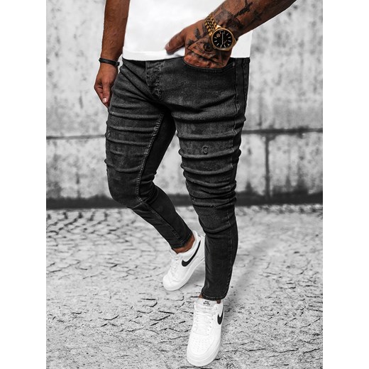 Spodnie jeansowe męskie czarne OZONEE O/1711/3 ze sklepu ozonee.pl w kategorii Jeansy męskie - zdjęcie 164437435