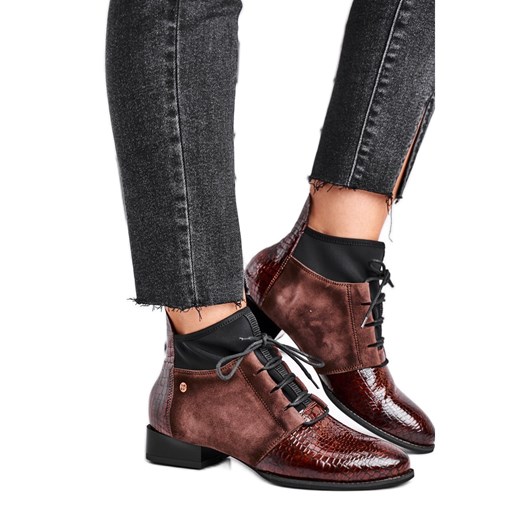 Botki Damskie Skórzane Trzewiki Maciejka Brązowe 04744-02 Maciejka 36 ButyModne.pl