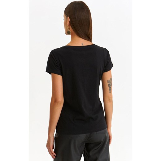 Top Secret bawełniany t-shirt damski z nadrukiem SPO6059, Kolor czarny-wzór, Top Secret 42 Primodo
