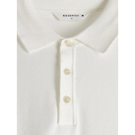 T-shirt męski biały Reserved z długim rękawem z bawełny