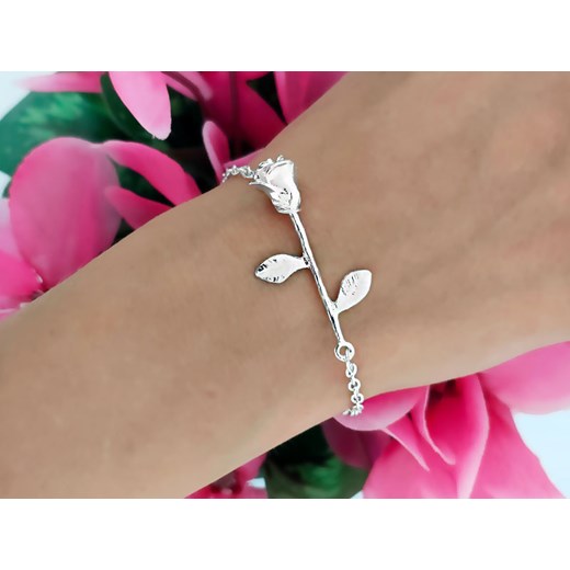 bransoletka z różyczką łańcuszek splot ankier Lovrin wyprzedaż LOVRIN